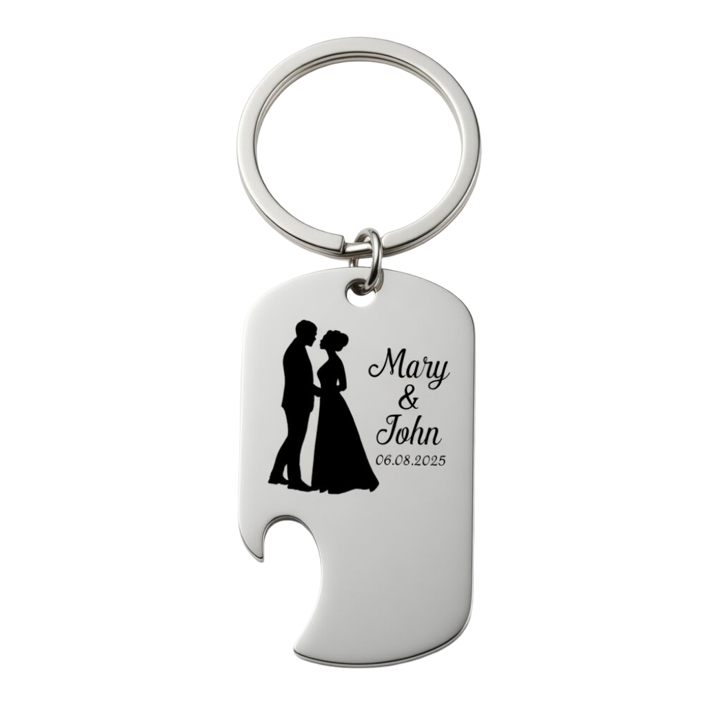 Custom Personalized Wedding Couple Keychain & Bottle Opener – Engraved Puzzle Piece Keyring Anniversary Gift