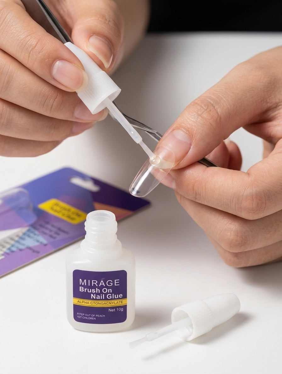 MIRAGE Professional Brush-On Nail Glue – Maximum Strength Adhesive for Nail Repairs, Tips, and Wraps (10g)