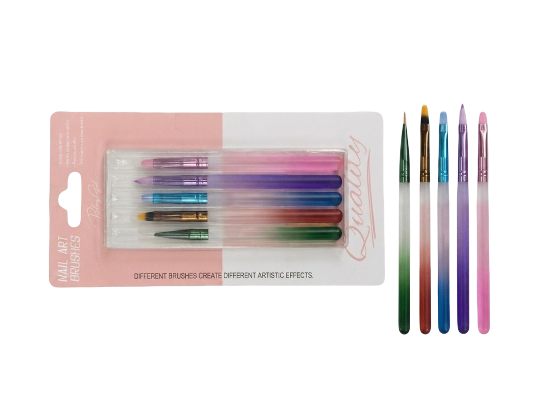 Bling Girl 5-Piece Professional Nail Art Brush Set – Multi-Tip Precision Design Kit