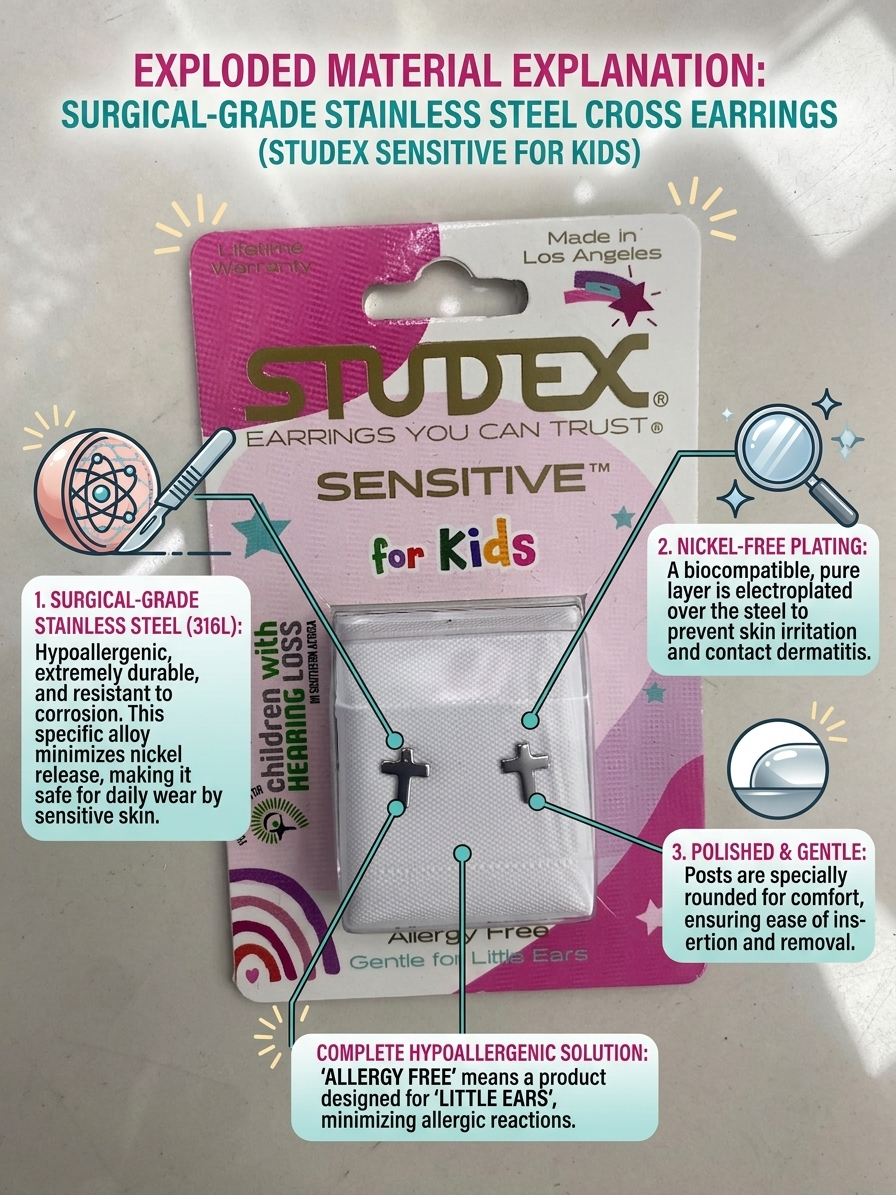 Studex Sensitive for Kids Cross Stud Earrings