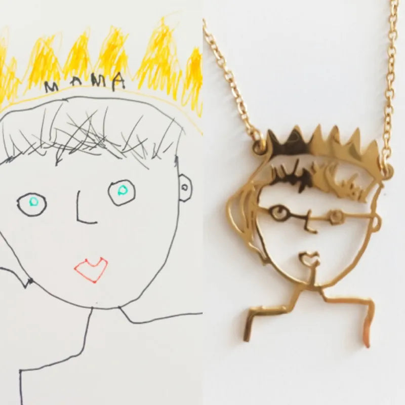 Custom Child’s Drawing Necklace – Your Child's Art in Real Gold & Silver