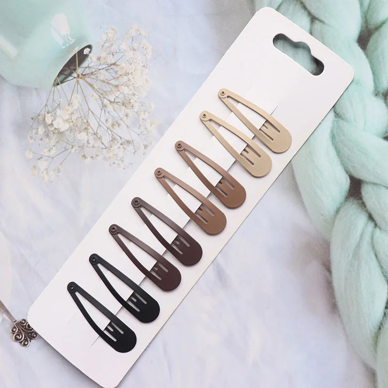 8-Piece Neutral Color Styling Set Premium Matte Heart Snap Hair Clips