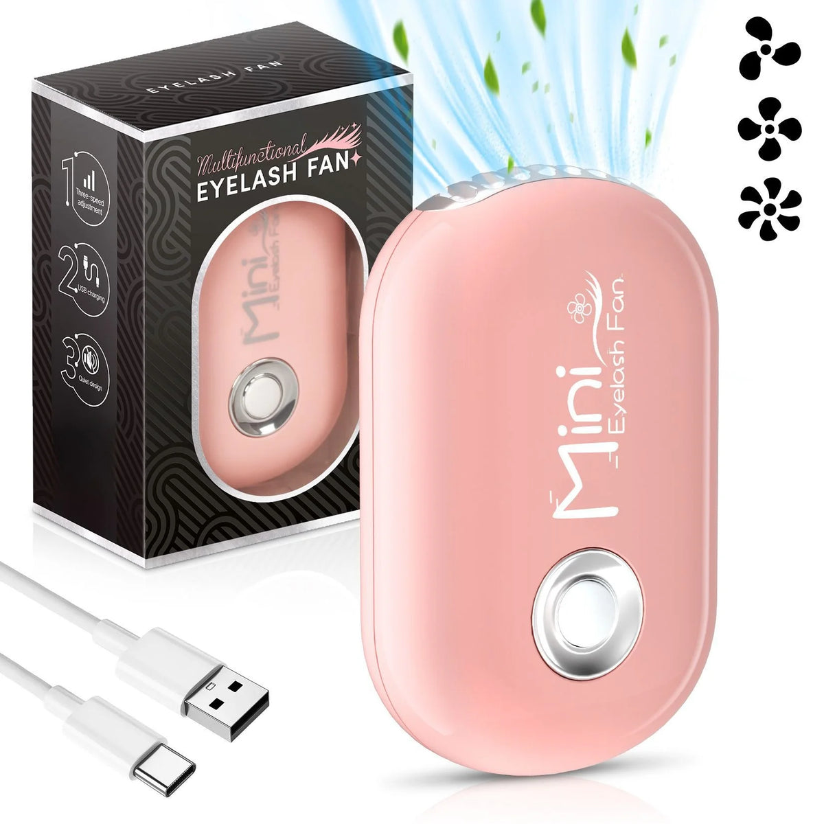 Portable Mini Eyelash Fan Dryer – Rechargeable USB Extension Drying Fan