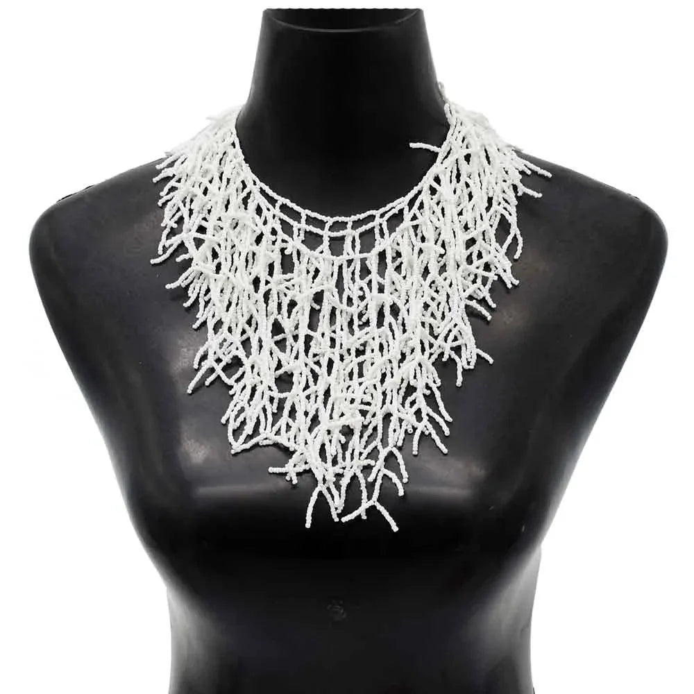 Handcrafted African Beaded Collar Necklace – Vibrant Traditional Zulu Inspired Statement Choker