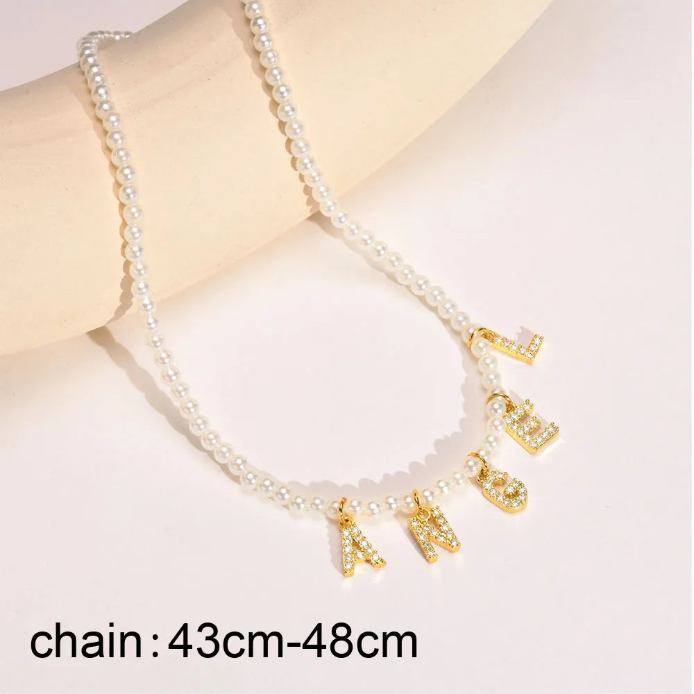 Crystal Initial Dangle Necklace – Personalized Rhinestone Alphabet Charm Choker