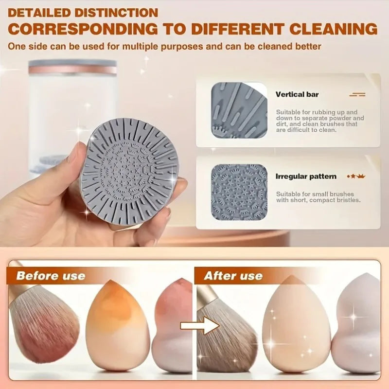 Electric Makeup Brush Cleaner & Dryer Machine – Automatic Sonic Vibration Cleaning Device with USB Charging & Multi-Brush Holder