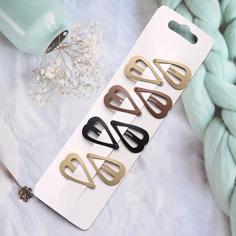 8-Piece Neutral Color Styling Set Premium Matte Heart Snap Hair Clips