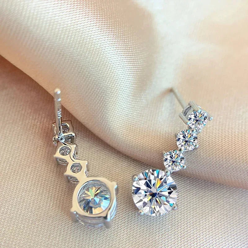 Luxurious 2.6CT Total Moissanite Drop Earrings in 925 Sterling Silver