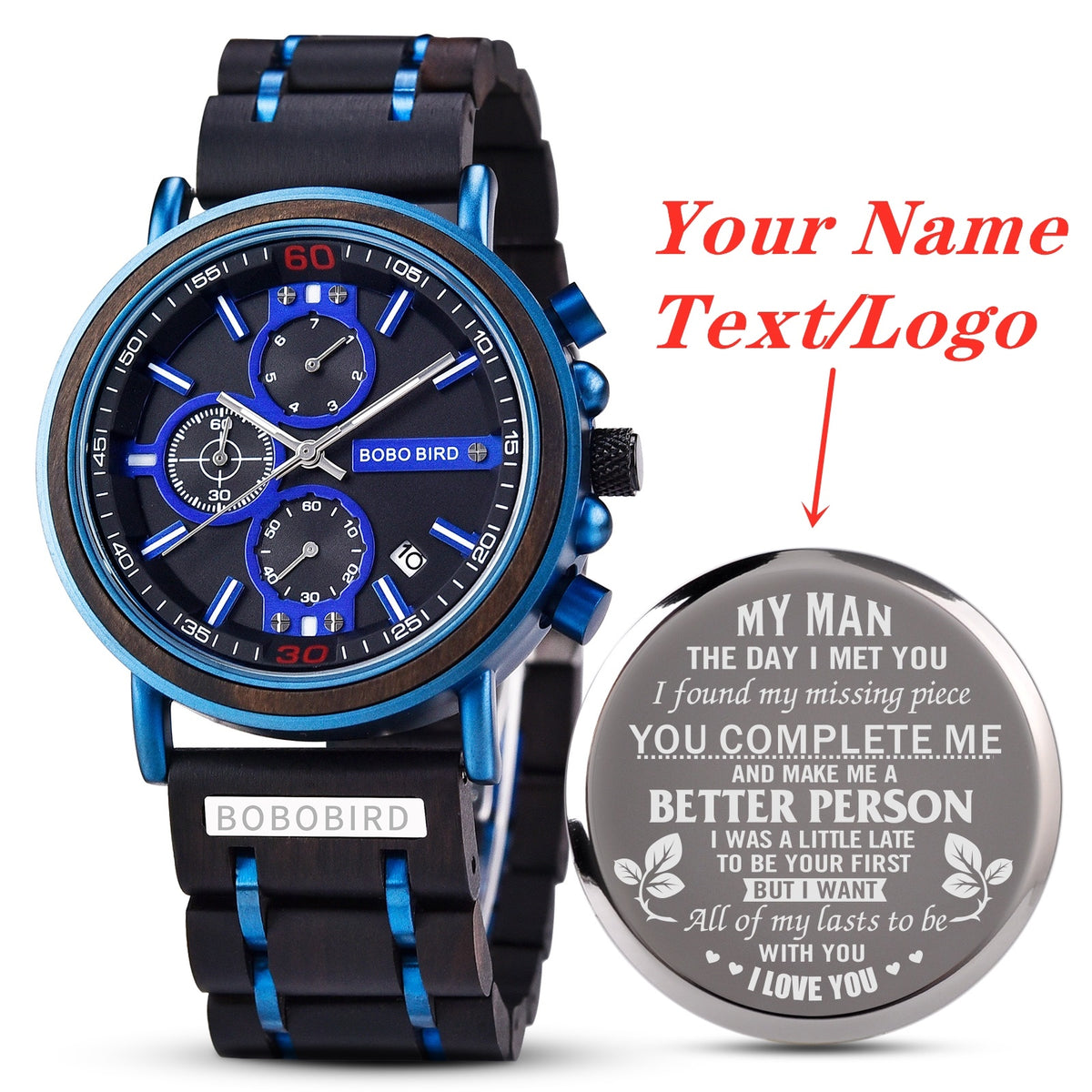 BOBO BIRD Personalized Men's Wooden Watch