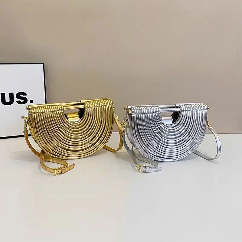 Ruched Half-Moon Handbag – Luxury Avant-Garde Crescent Top-Handle & Crossbody Bag