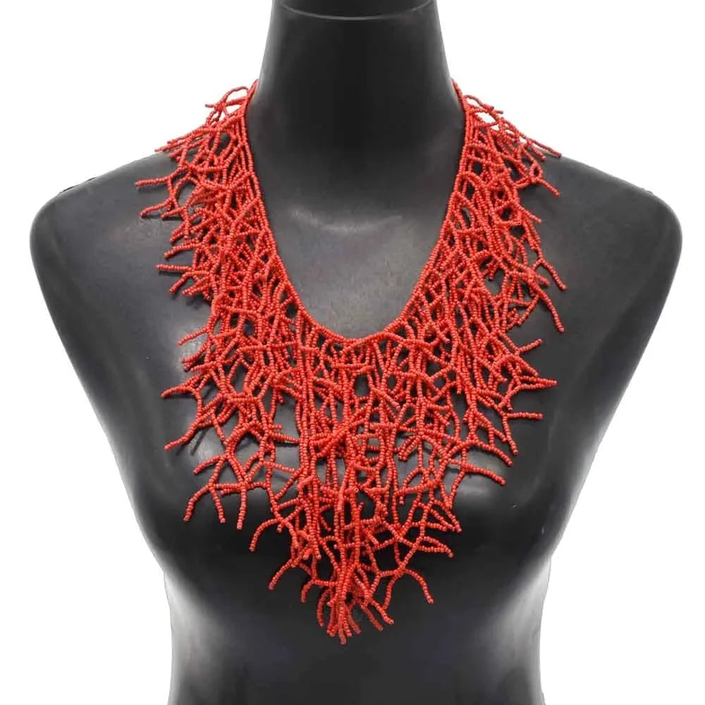 Handcrafted African Beaded Collar Necklace – Vibrant Traditional Zulu Inspired Statement Choker