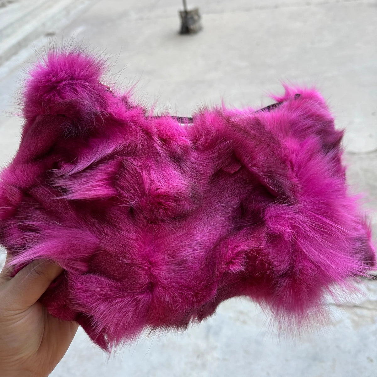 Luxury Faux Fur Color-Block Shoulder Bag – Plush Underarm Handbag with Sleek Leather Strap