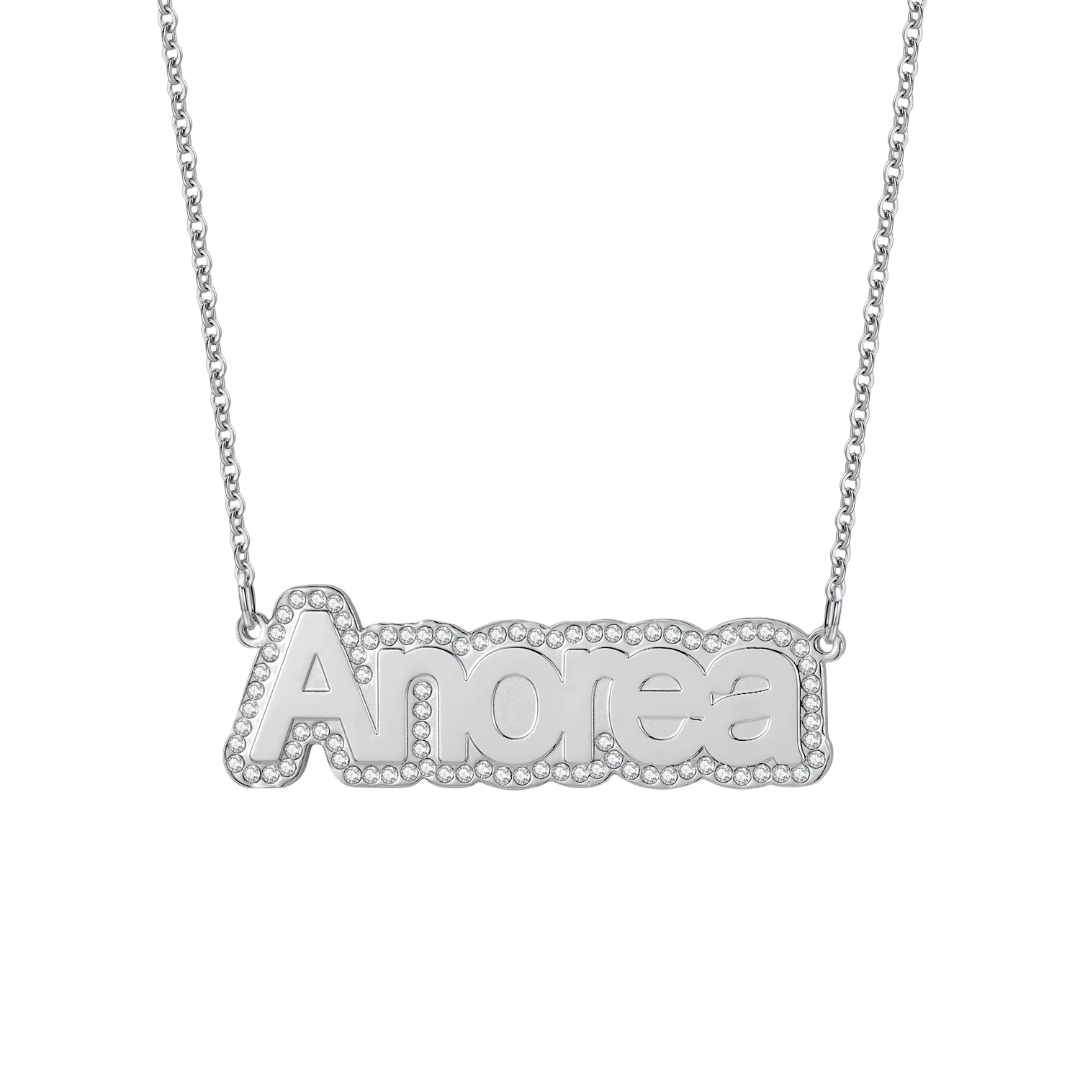 Personalized Crystal Nameplate Necklace