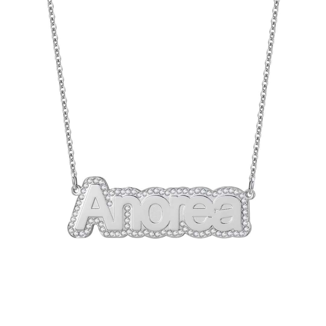 Personalized Crystal Nameplate Necklace