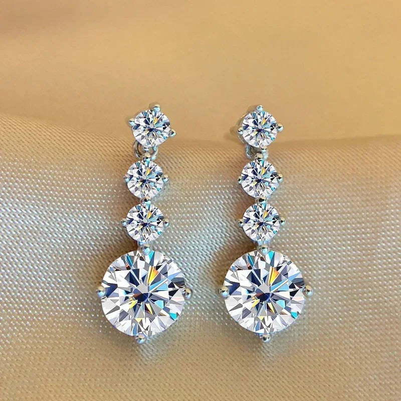 Luxurious 2.6CT Total Moissanite Drop Earrings in 925 Sterling Silver