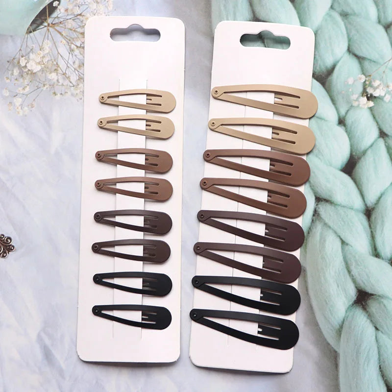 8-Piece Neutral Color Styling Set Premium Matte Heart Snap Hair Clips