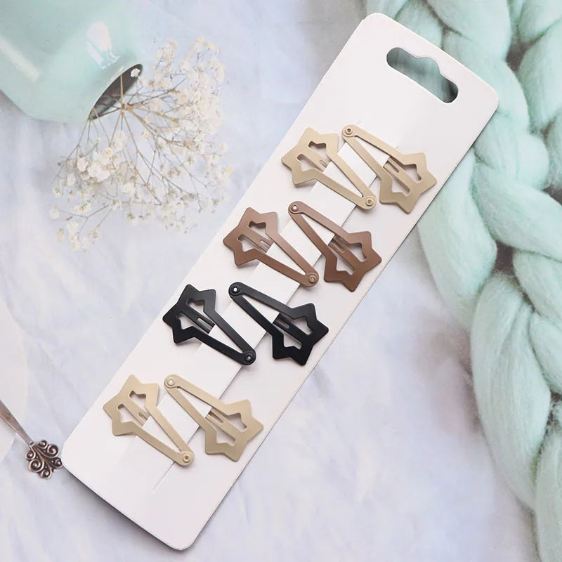 8-Piece Neutral Color Styling Set Premium Matte Heart Snap Hair Clips