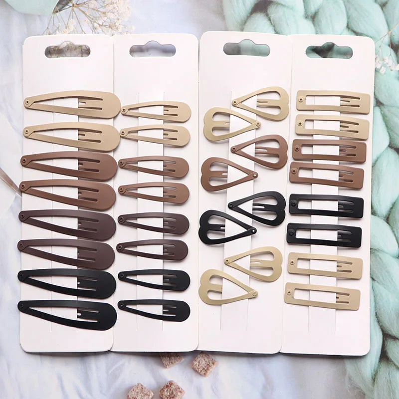 8-Piece Neutral Color Styling Set Premium Matte Heart Snap Hair Clips