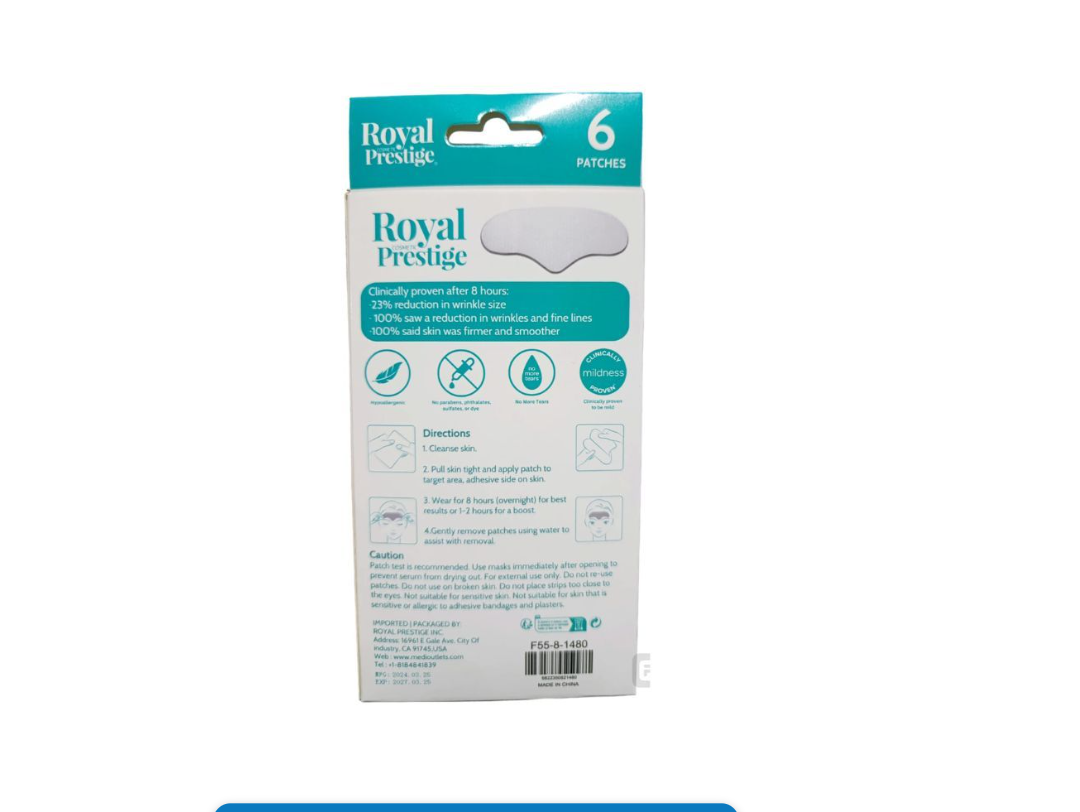 6-Pack Royal Prestige Anti-Wrinkle Forehead Patches with Microcrystalline Nicotinamide