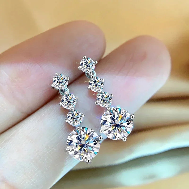 Luxurious 2.6CT Total Moissanite Drop Earrings in 925 Sterling Silver