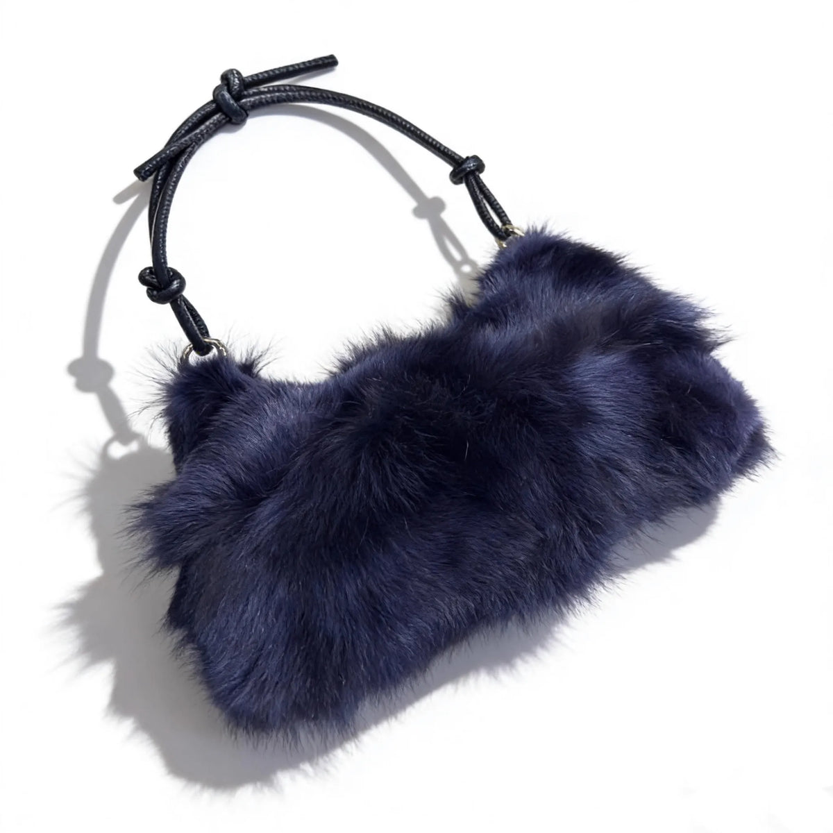 Luxury Faux Fur Color-Block Shoulder Bag – Plush Underarm Handbag with Sleek Leather Strap