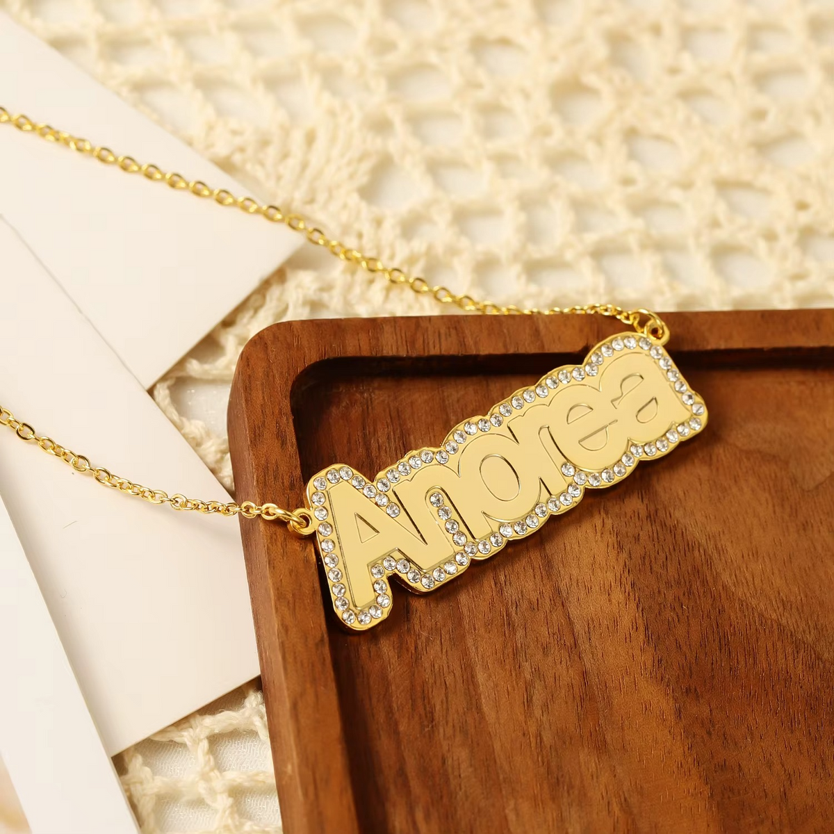 Personalized Crystal Nameplate Necklace