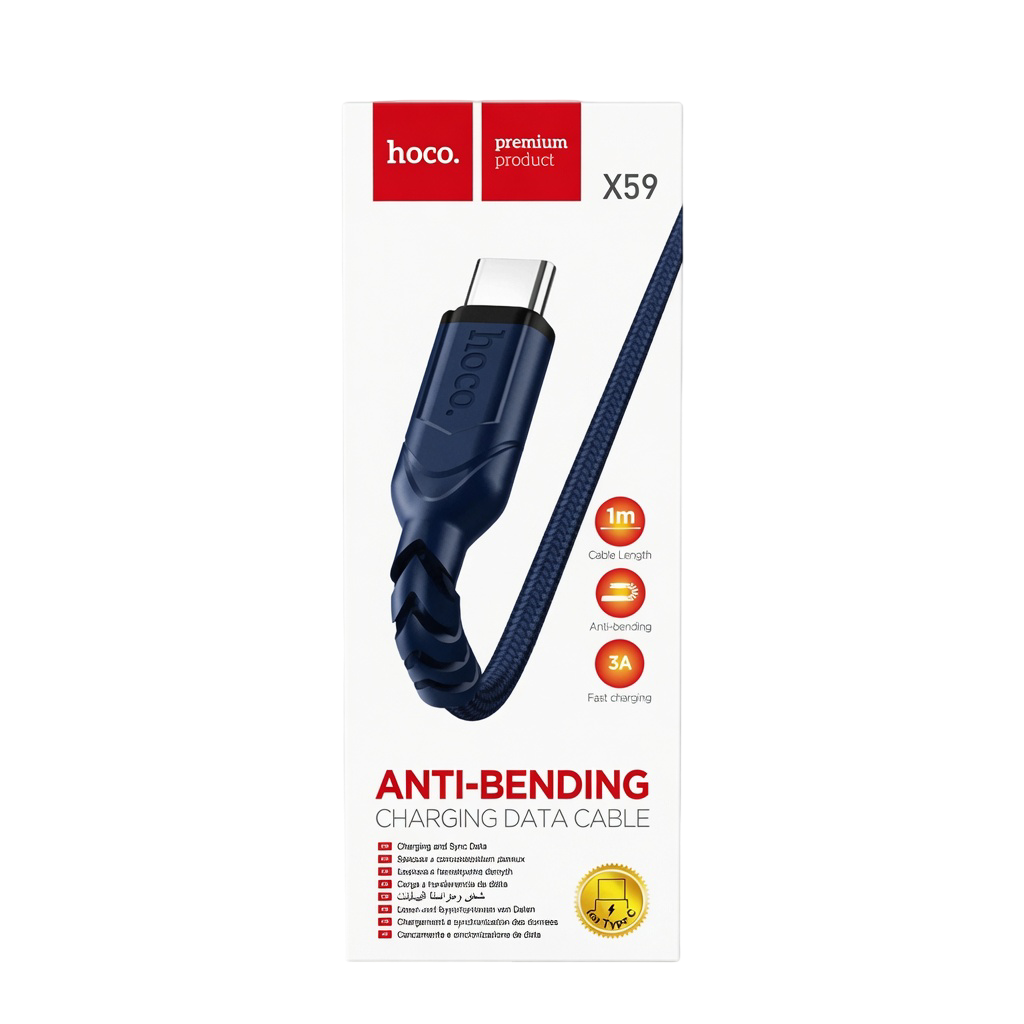 Hoco X59 Anti-Bending Type-C Fast Charging Data Cable (1m)