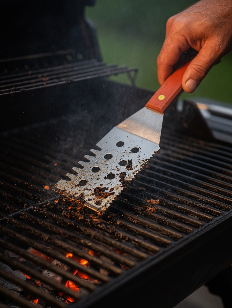 Premium 2-Piece Stainless Steel BBQ Grill Utensil Set with Wooden Handles
