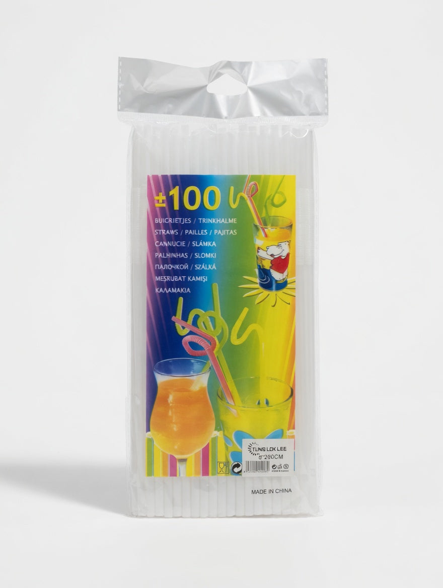 Flexible Clear Plastic Drinking Straws (Pack of 100)