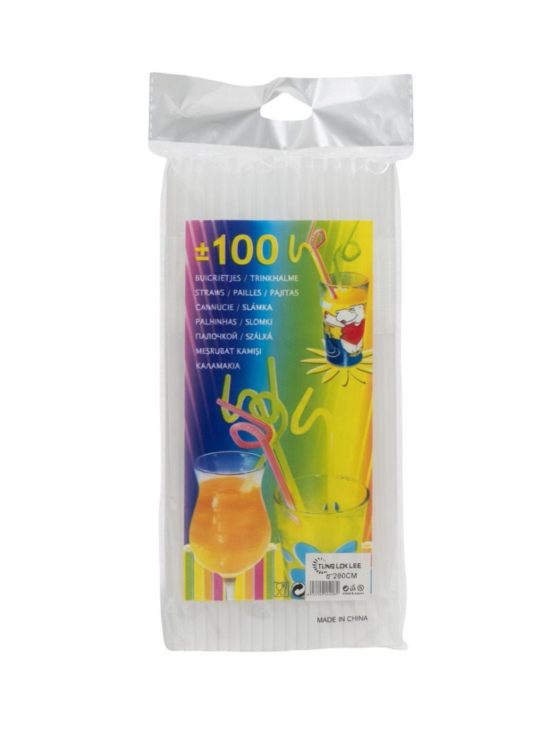 Flexible Clear Plastic Drinking Straws (Pack of 100)