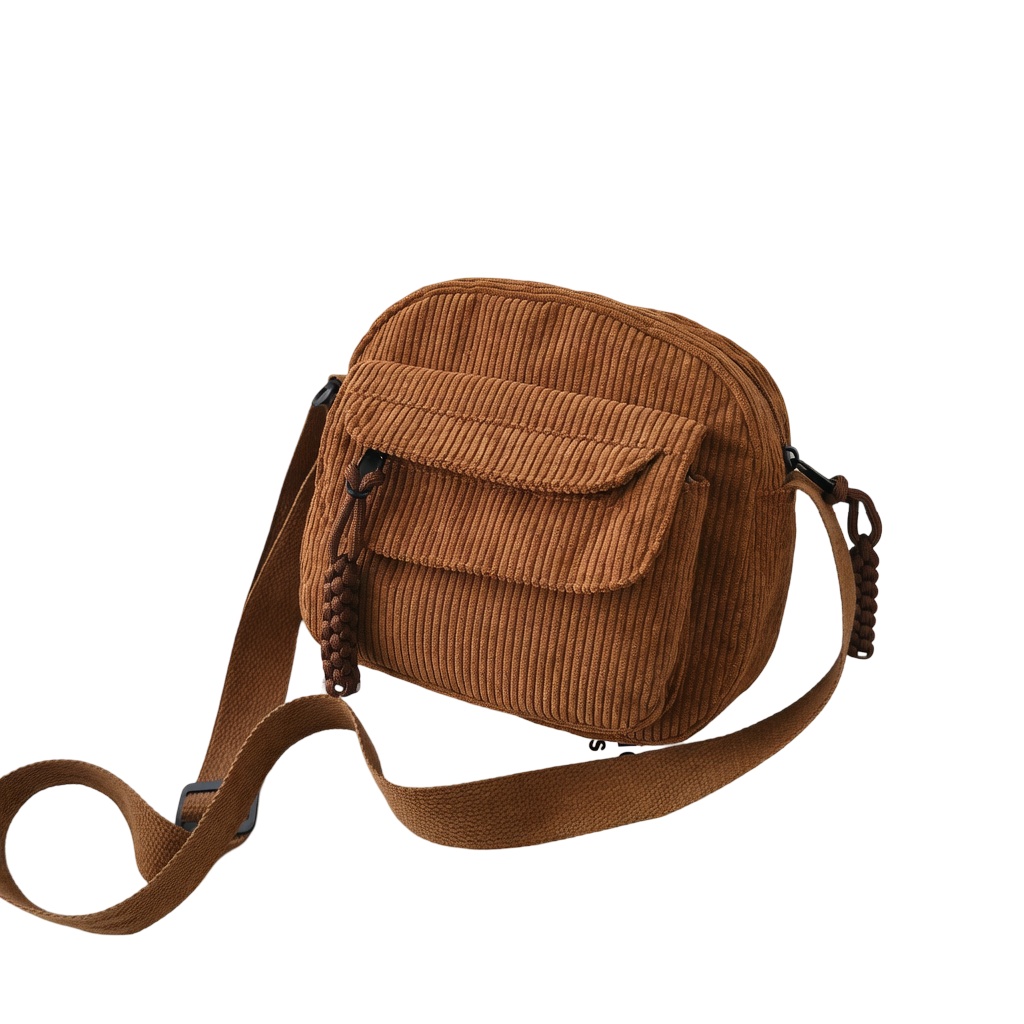 Vintage Corduroy Crossbody Bag Casual Multi-Pocket Shoulder Sling Messenger Bag for Women