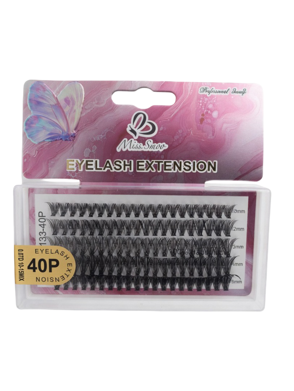 Miss Smoo Professional 40P Cluster Eyelash Extensions – Mixed Length (10mm-15mm)