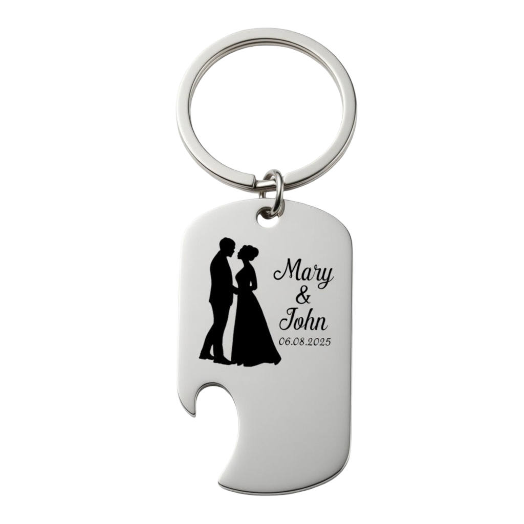Custom Personalized Wedding Couple Keychain & Bottle Opener – Engraved Puzzle Piece Keyring Anniversary Gift