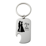 Custom Personalized Wedding Couple Keychain & Bottle Opener – Engraved Puzzle Piece Keyring Anniversary Gift