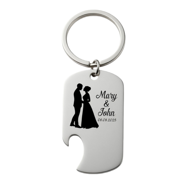 Custom Personalized Wedding Couple Keychain & Bottle Opener – Engraved Puzzle Piece Keyring Anniversary Gift
