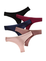 Premium Ribbed Seamless Thong Set (5-Pack) – High-Cut Stretch Comfort