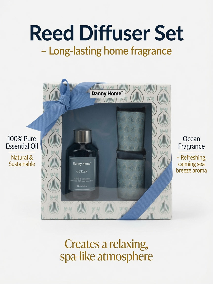 Danny Home™ Ocean Fragrance Reed Diffuser & Scented Candle Gift Set (3-Piece)