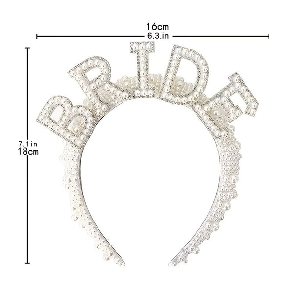 Pearl & Rhinestone "BRIDE" Tiara Headband – Sparkling Bridal Crown Headpiece