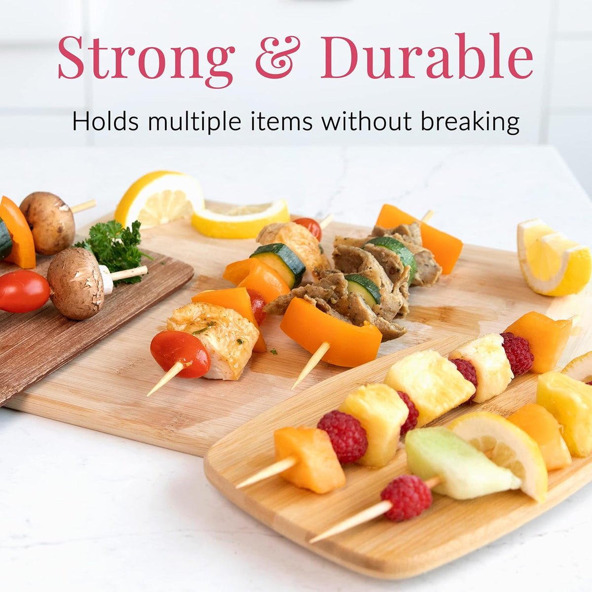 Premium Natural Bamboo Skewers – Heavy-Duty Wooden Sticks for Grilling, BBQ, Kebabs & Appetizers