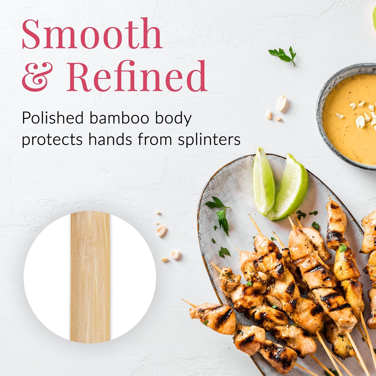 Premium Natural Bamboo Skewers – Heavy-Duty Wooden Sticks for Grilling, BBQ, Kebabs & Appetizers