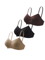 3-Pack Everyday Wireless Contour Bra Set Seamless Ruched Comfort Bralette