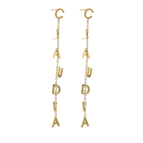 Custom Name Drop Earrings – Personalized Gold Plated Stainless Steel Initial Chain Earrings