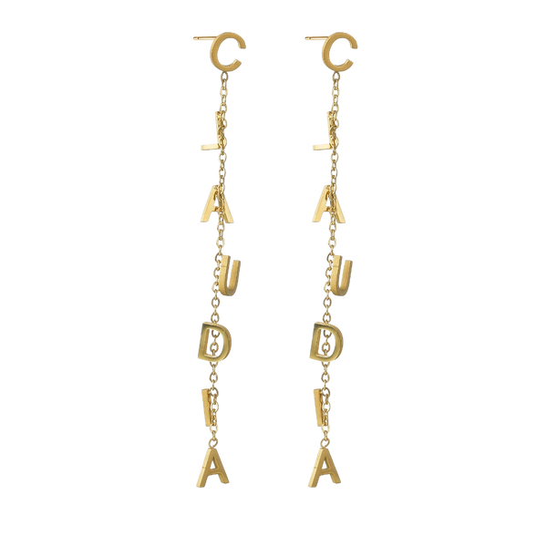 Custom Name Drop Earrings – Personalized Gold Plated Stainless Steel Initial Chain Earrings