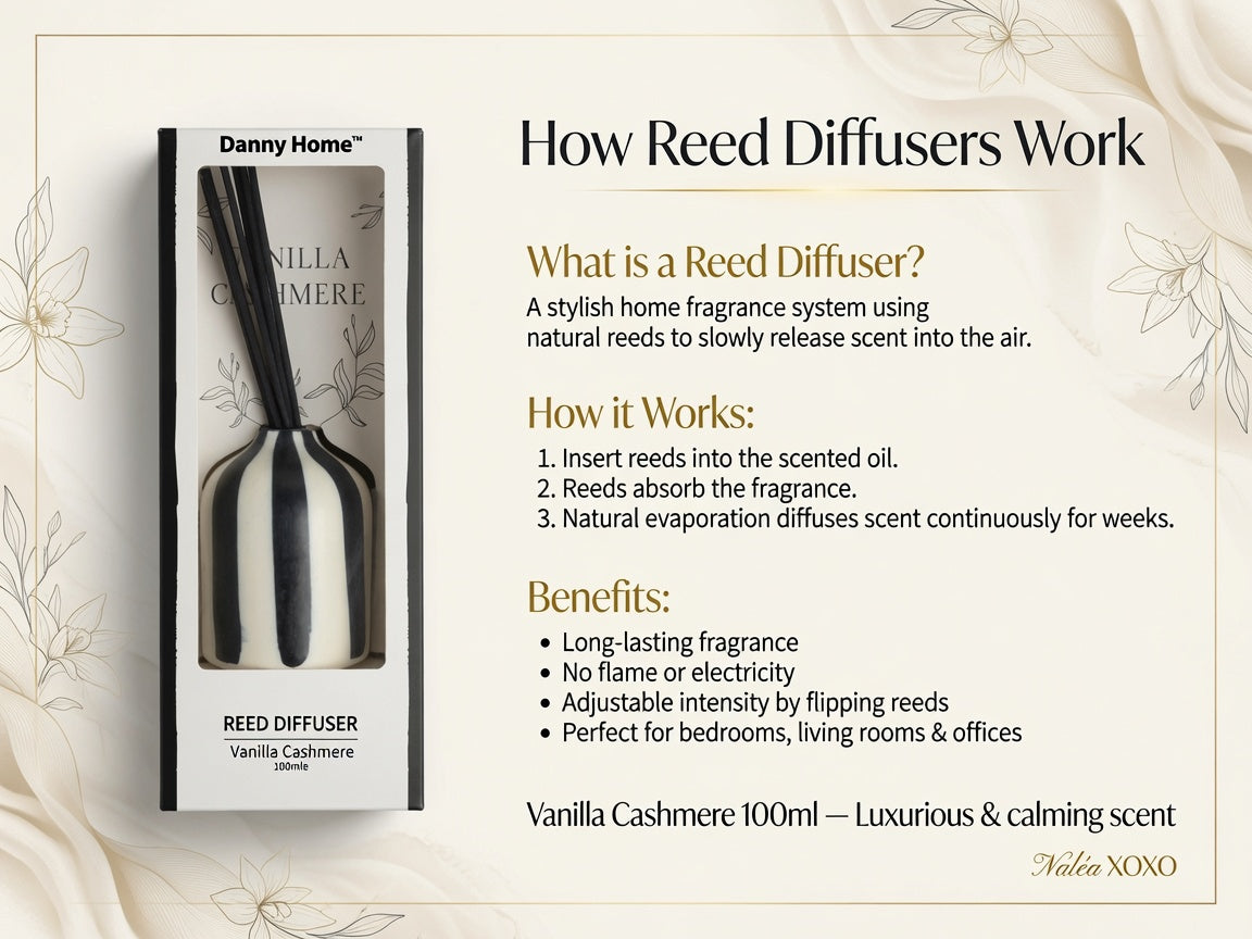 Danny Home™ Vanilla Cashmere Luxury Reed Diffuser (100ml)