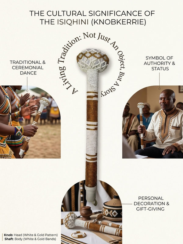 Handcrafted South African Beaded Iwisa / Traditional Zulu Beaded Knobkierie