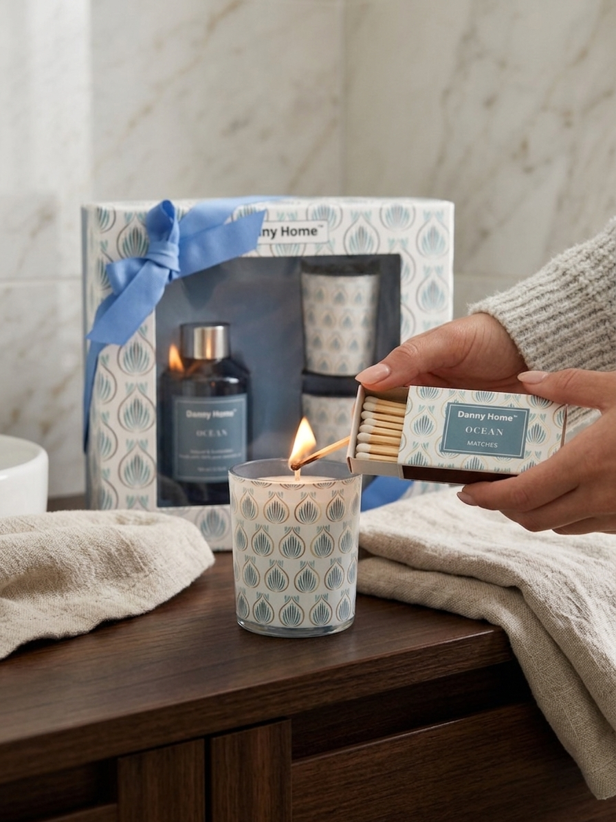 Danny Home™ Ocean Fragrance Reed Diffuser & Scented Candle Gift Set (3-Piece)