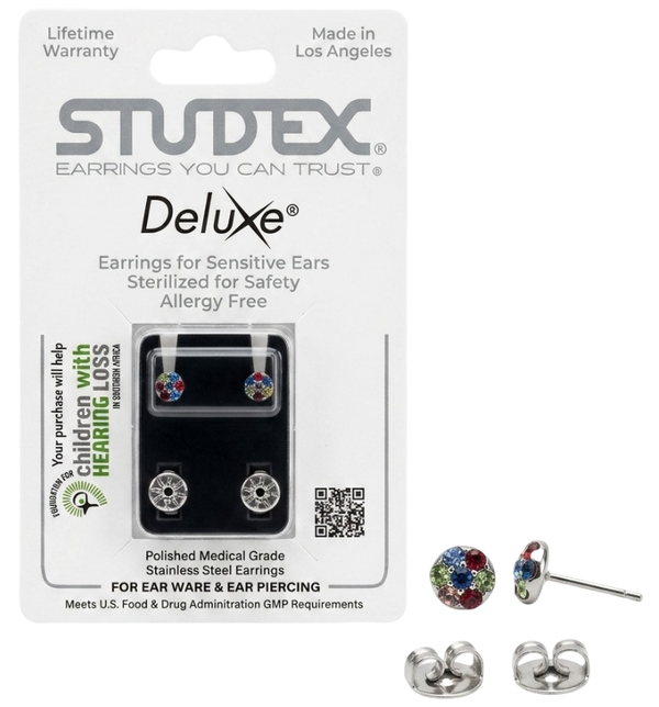 Studex® Deluxe Multi-Color Crystal Flower Stud Earrings – Surgical Stainless Steel