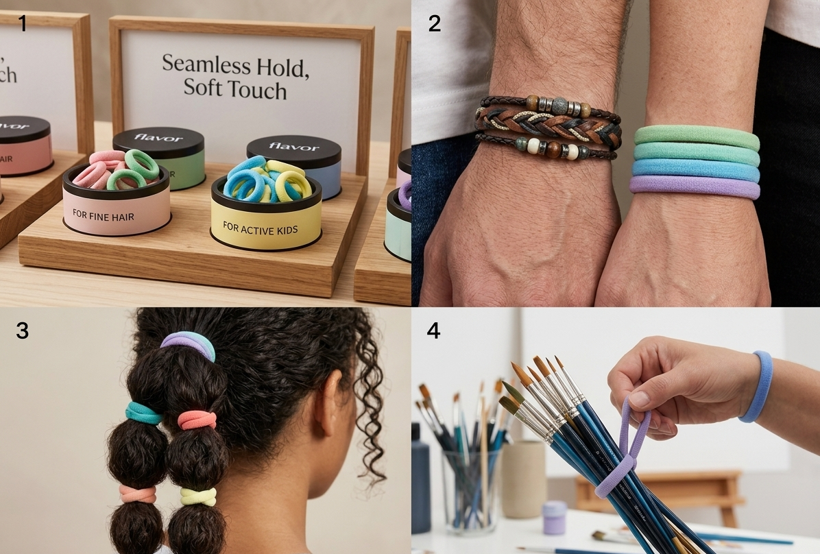 100 Piece Premium Multi-Color Soft Elastic Scrunchies Set Seamless Cotton Hair Ties