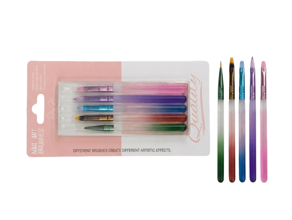 Bling Girl 5-Piece Professional Nail Art Brush Set – Multi-Tip Precision Design Kit