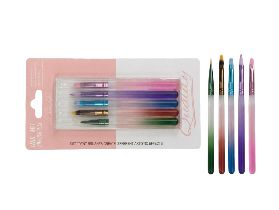 Bling Girl 5-Piece Professional Nail Art Brush Set – Multi-Tip Precision Design Kit